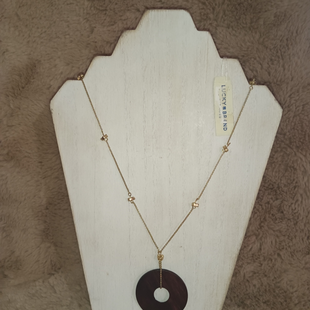 Lucky Brand Gold and Brown Pendant Necklace